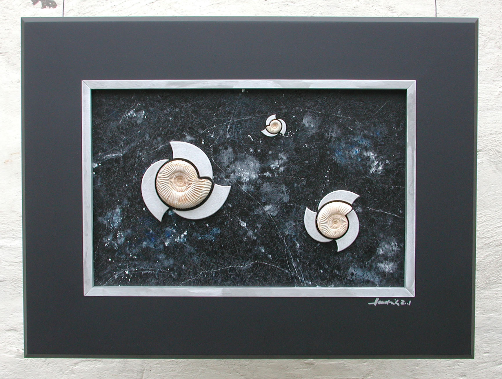 Space - 60 x 80 cm - Ammoniten, Aluminium, Acrylfarbe, MDF