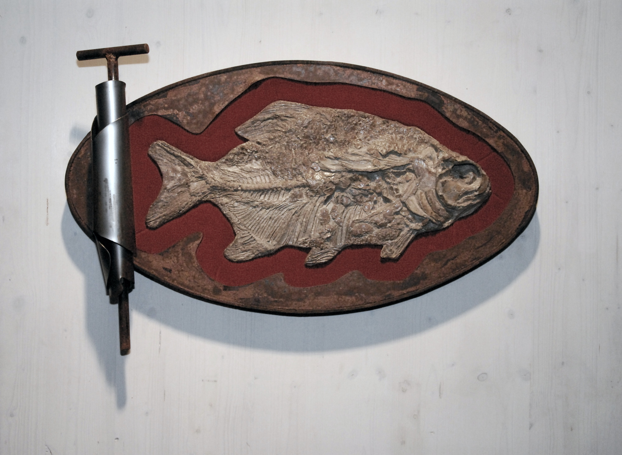Wall sculpture with fossil fish - Fossil art